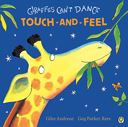 Board book with giraffe illustrations and touchable textured elements on each sturdy page.