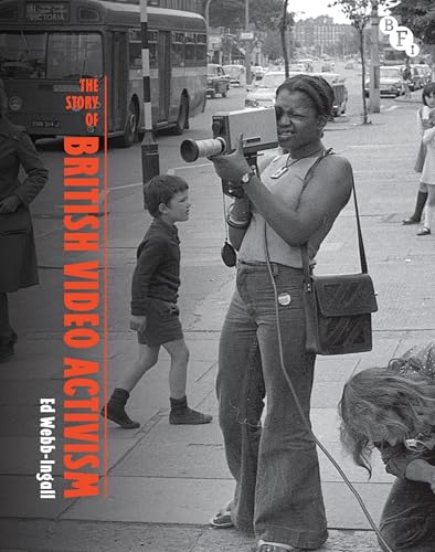 Book cover: woman filming with vintage video camera, 1970s street scene.