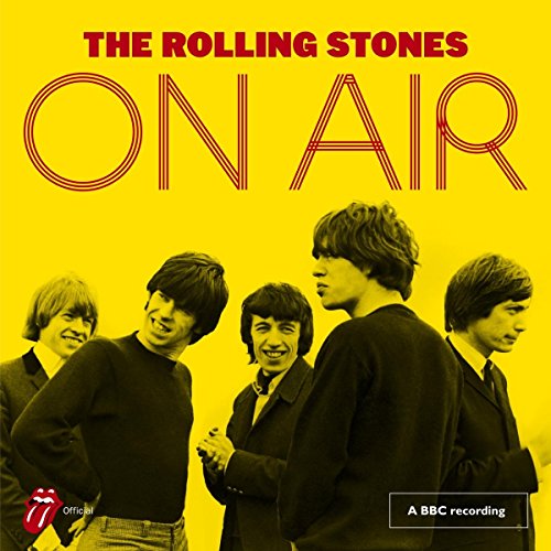 The Rolling Stones “On Air” CD cover with a yellow background and band photo.