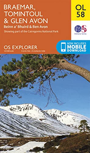 Braemar, Tomintoul & Glen Avon Map | Beinn a' Bhuird & Ben Avon | Ordnance Survey | OS Explorer Map OL58 | Scotland | Walks | Hiking | Maps | Adventure