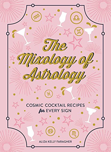 Pink book cover with astrology symbols, cocktail glasses, and title text.