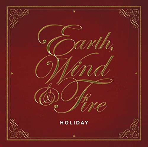Earth, Wind & Fire "Holiday" CD cover, gold script on red background.