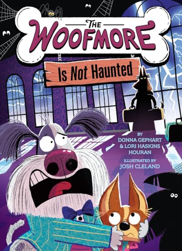 Book cover featuring a cartoon haunted house and two expressive dogs.