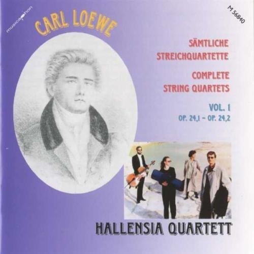 CD cover: portrait of Carl Loewe and a string quartet group.