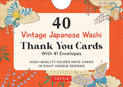 Vintage Washi Designs, 40 Thank You Cards with Envelopes: (4 1/2 x 3 inch blank cards in 8 unique designs)