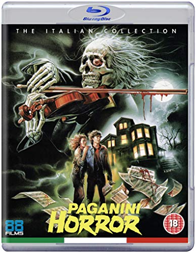 Paganini Horror" Blu-ray cover featuring a skeletal figure playing a violin.