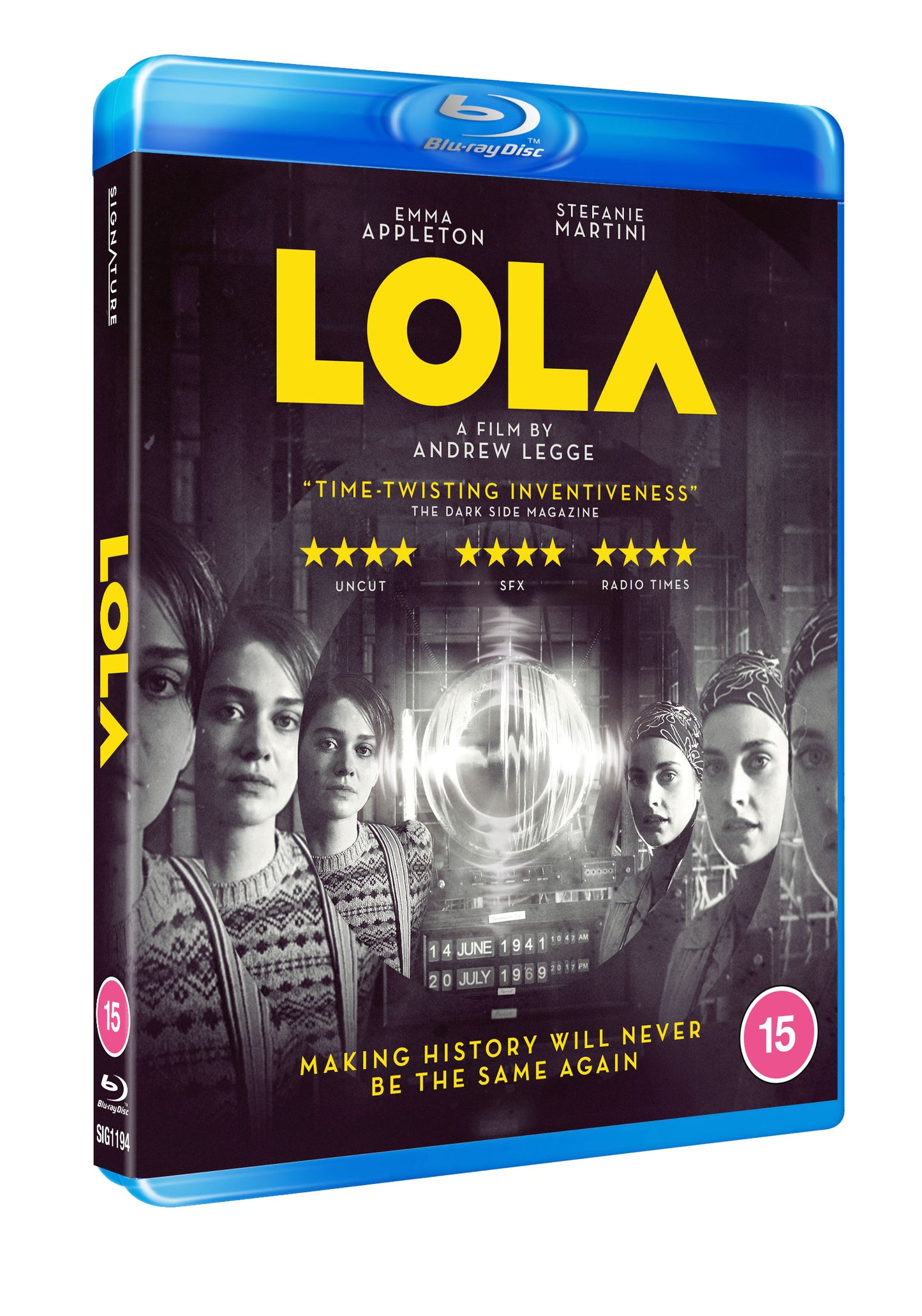 "Lola" in white text on a black background, Blu-ray packaging.
