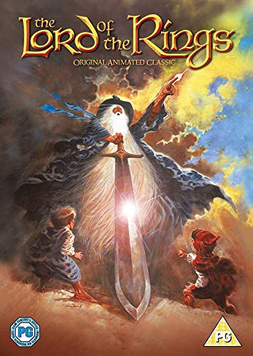 DVD cover for “The Lord Of The Rings” featuring Gandalf and hobbits.