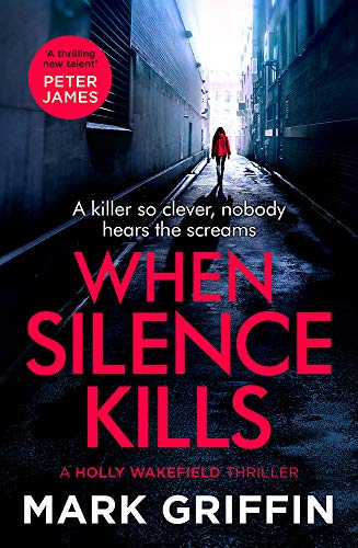 Book with thriller series title and author name on the cover with dark colors.