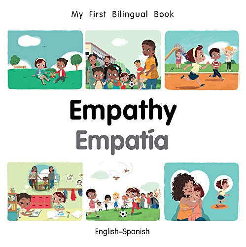 Bilingual children’s book cover depicting diverse kids showing empathy and kindness.