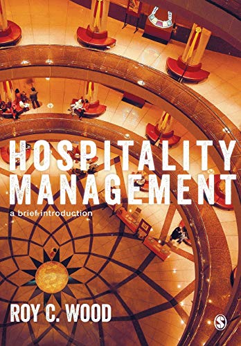 Book cover for "Hospitality Management" with a hotel lobby view.
