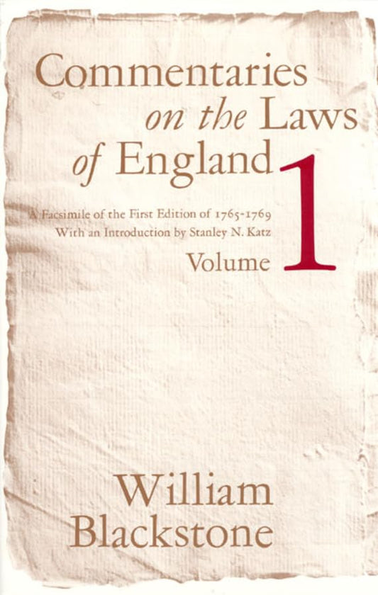 Commentaries on the Laws of England: v. 1
