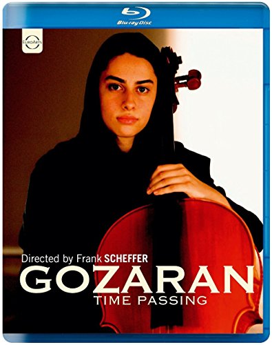 Blu-ray cover featuring a woman with a cello, text "Gozaran Time Passing".