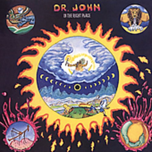Dr. John album cover: surreal sunburst with figures and landscapes.