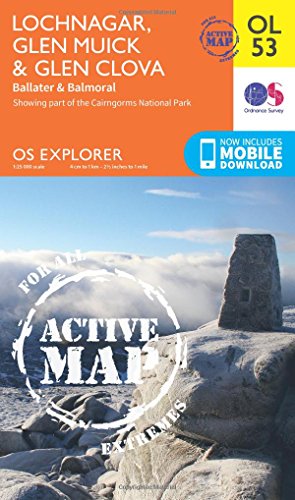 OS Explorer ACTIVE OL53 Lochnagar, Glen Muick & Glen Clova (OS Explorer Map)