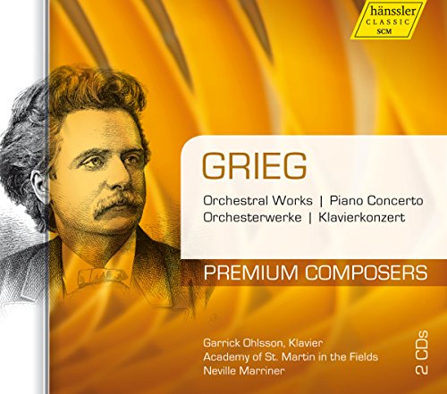 CD cover featuring Edvard Grieg’s portrait and golden abstract design.