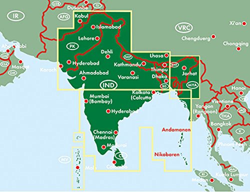 India - Bangladesh - Bhutan - Nepal - Sri Lanka - Maldives Road Map 1:2 000 000