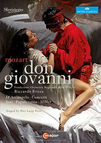 DVD cover for Mozart’s *Don Giovanni* featuring two figures in embrace.