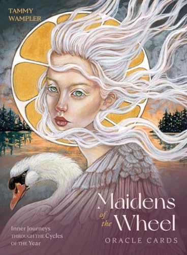 Painted portrait of a woman with flowing white hair and a swan.