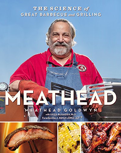 Book cover featuring a man with barbecue, titled "Meathead.