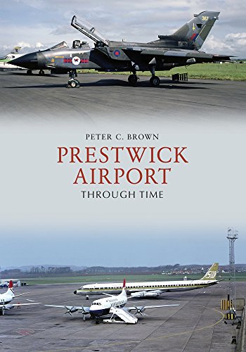 Book cover featuring military jets and vintage airplanes at Prestwick Airport.