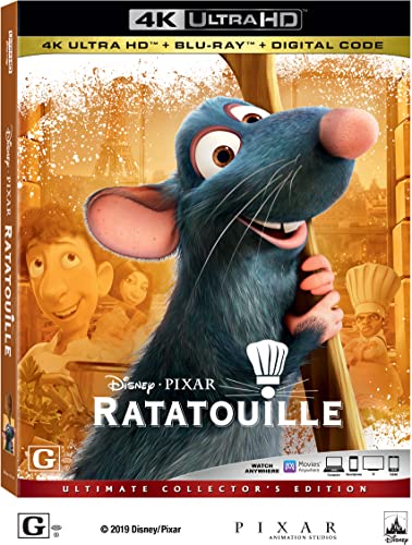 Ratatouille Blu-ray cover featuring Remy the rat and chef characters.