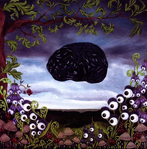 CD cover: a purple brain floats above a landscape with eyes and plants.