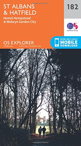 St Albans & Hatfield Map | Hemel Hempstead & Welwyn Garden City | Ordnance Survey | OS Explorer Map 182 | England | Walks | Hiking | Maps | Adventure