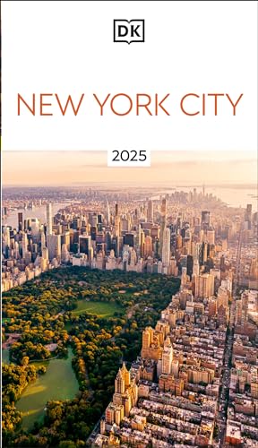 DK New York City guidebook cover with a cityscape view.