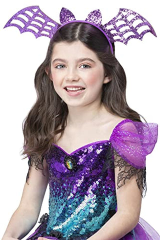 Bat Headband, Purple Glitter