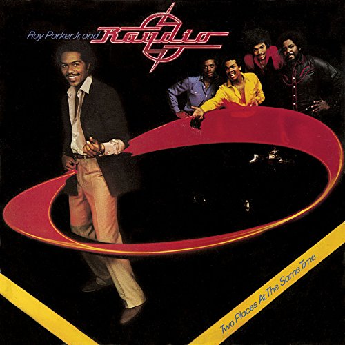 Album cover for Raydio’s “Two Places At The Same Time” featuring band members.