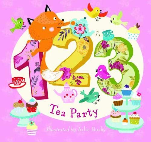 Colorful illustrated book cover with animal characters and a tea party scene.