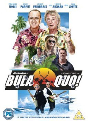 DVD cover for "Bula Quo!" featuring musicians in tropical settings.