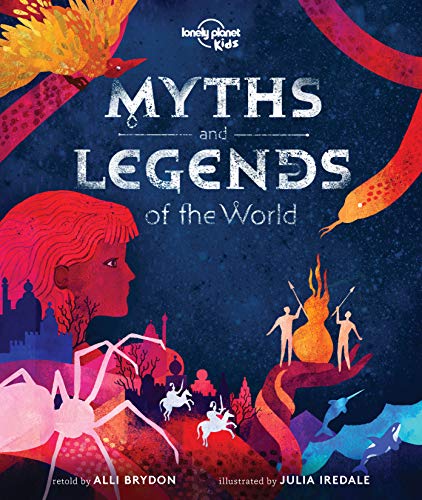 Book cover with illustrated mythical creatures and vibrant colors.