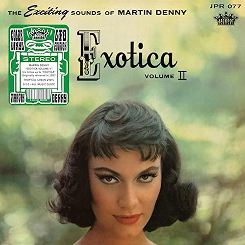 Album cover for Martin Denny’s “Exotica Vol. 2” featuring a woman’s portrait.