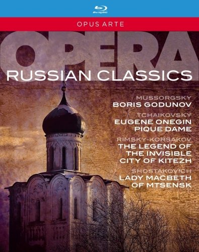 Blu-ray cover for “Russian Opera Classics” featuring a Russian Orthodox church.