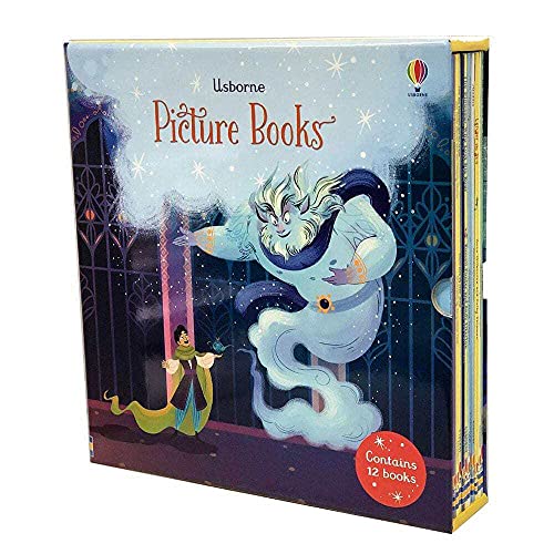 Boxed set of twelve Usborne picture books with fairytale illustration.