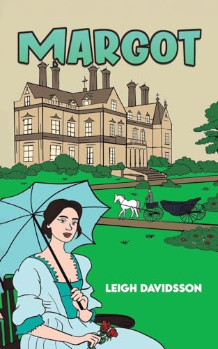 Book cover: woman with umbrella, manor house, horse-drawn carriage.