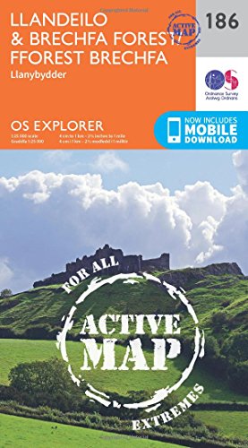 OS Explorer Map Active (186) Llandeilo and Brechfa Forest