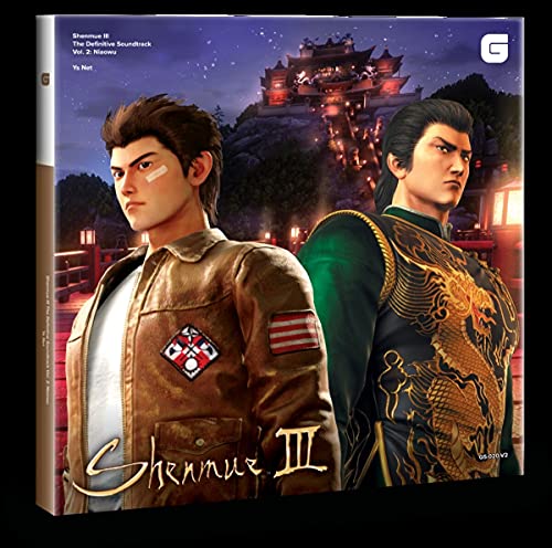 Shenmue III vinyl soundtrack packaging with game characters Ryo and Lan Di.