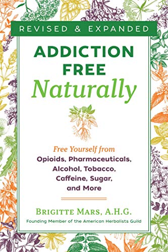 Book cover with floral illustrations and title "Addiction Free Naturally.