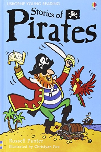Book cover: "Stories of Pirates" with a cartoon pirate and parrot.