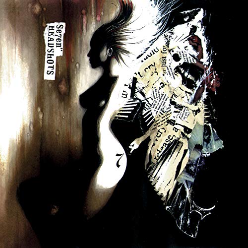 Album cover: dark, abstract art with a silhouetted figure and collage.