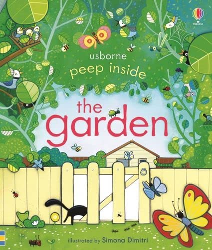 Children’s book cover depicting a colorful garden scene with insects and birds.