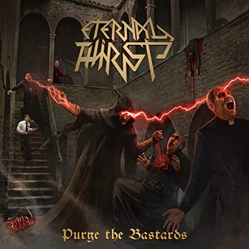 CD cover: dark fantasy scene with figures, lightning, and gothic architecture.