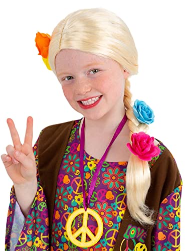 Smiffys 53136 Princess/Hippie Long Plait Wig, Girls, Blonde, One Size