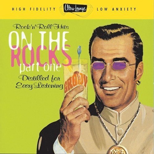 CD cover: man in suit with cocktail, green background, retro style.