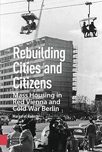Book cover depicting 1950s urban construction and people in cable cars.