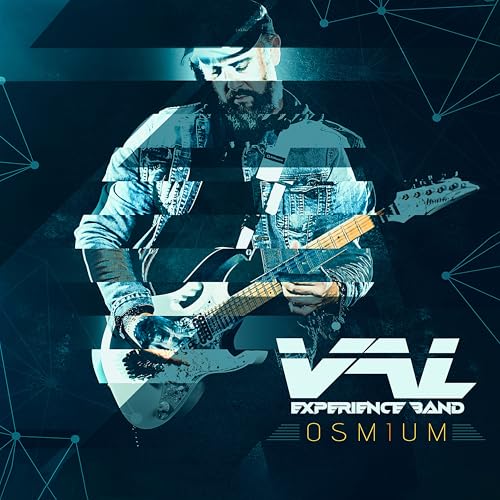 CD cover featuring a guitarist with a glitching, geometric background.