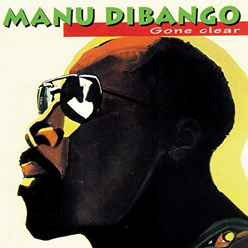 Manu Dibango album cover, profile portrait with sunglasses, yellow background.